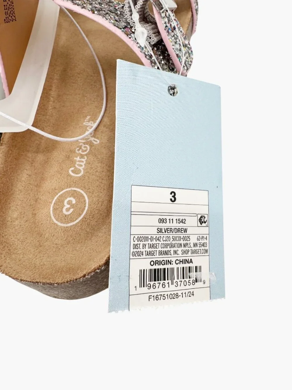 NEW Cat & Jack Kids' Drew Footbed Sandals - Silver